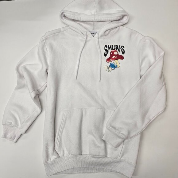 The Smurfs White Hoodie Hooded Sweatshirt‎ Mushroom Pullover Small - Picture 2 of 9